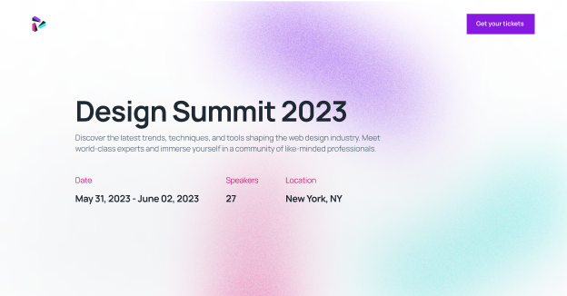 Landing page of design conference