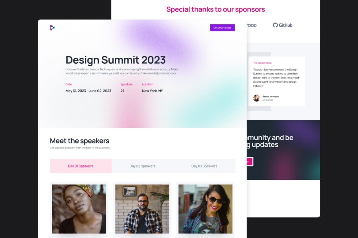 Design Summit landing page
