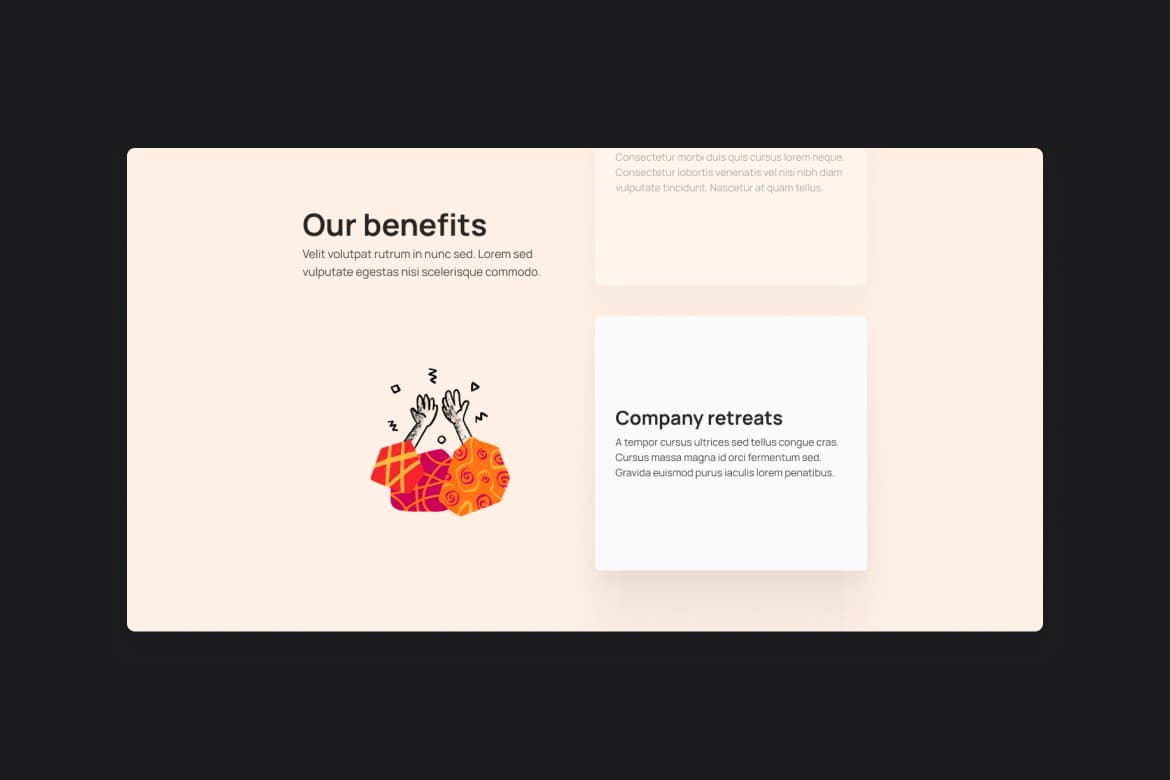 Scroll reveal company benefits section